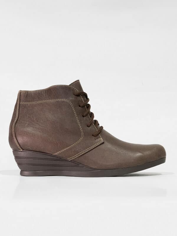 Botines en cuero para mujer café